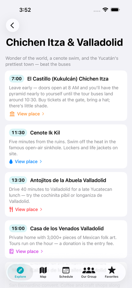 A day trip, planned hour by hour